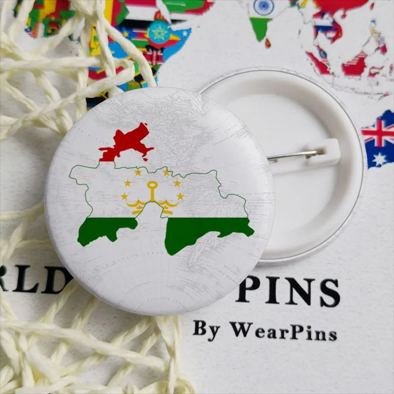 Tajikistan Flag Map Tin Button Pins LGBT Gay Rainbow Pride Badges | Украшения и аксессуары