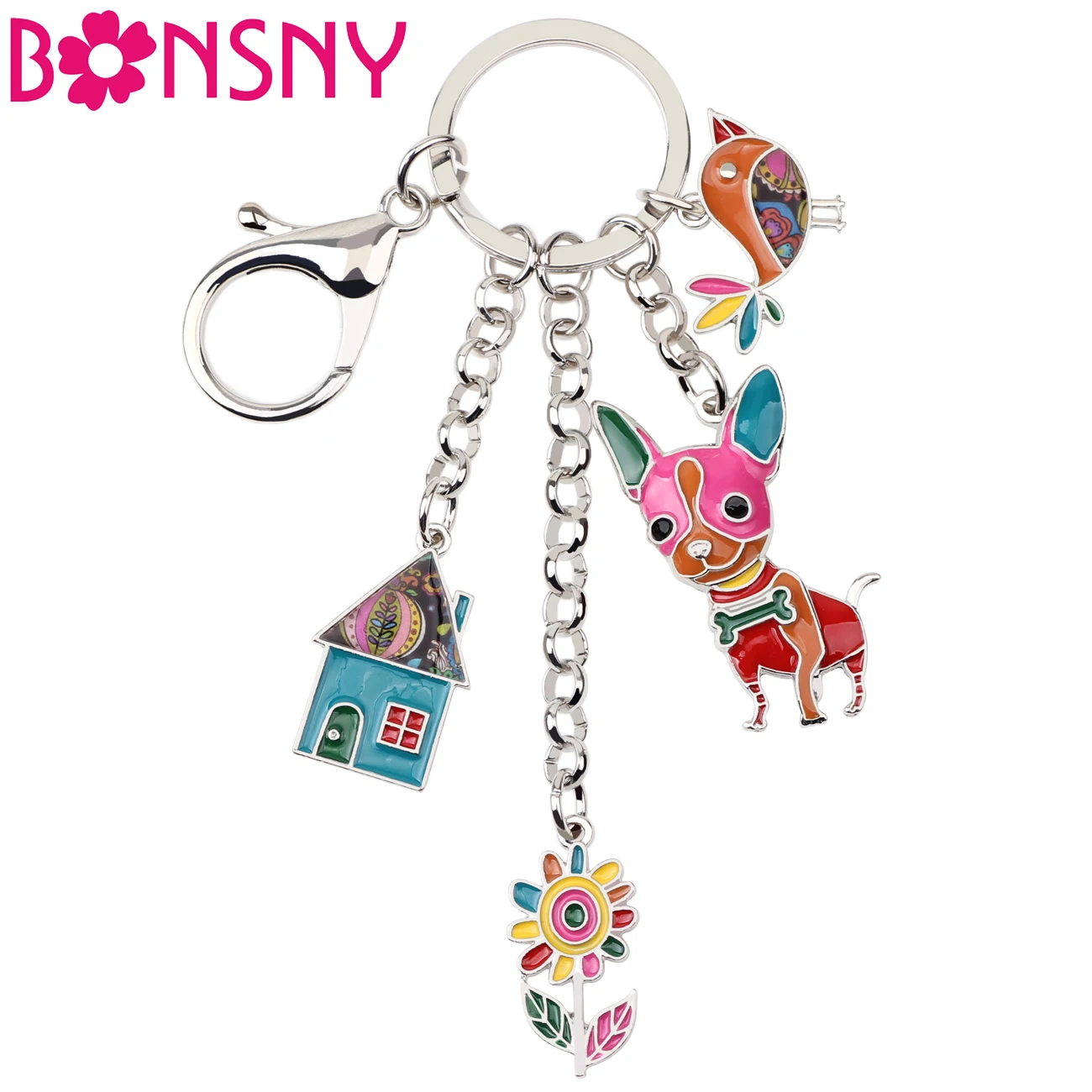 Bonsny Enamel Metal Chihuahua Dog Bird Flower House Key Chain Key Ring Bag Handbag Charm Man Key Holder Jewelry For Women
Bonsny Enamel Metal Chihuahua Dog Bird Flower House Key Chain Key Ring Bag Handbag Charm Man Key Holder Jewelry For Women