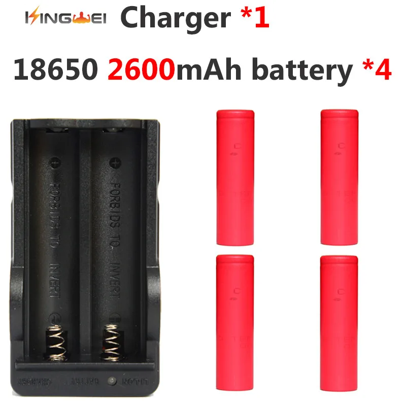 KingWei 4pcs/lot New 18650 2600mah 3.7v 18650 Battery for Sanyo +1* Charger For Rechargeable Battery Torch Flashlight
KingWei 4pcs/lot New 18650 2600mah 3.7v 18650 Battery for Sanyo +1* Charger For Rechargeable Battery Torch Flashlight