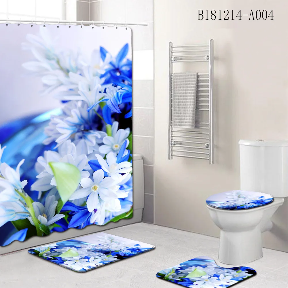 4 Pcs flower 3D printed Shower Curtain/Bath Mat/Toilet Pad Set Character Pattern Anti-slip Toilet Carpet Flannel Bath Mat
4 Pcs flower 3D printed Shower Curtain/Bath Mat/Toilet Pad Set Character Pattern Anti-slip Toilet Carpet Flannel Bath Mat