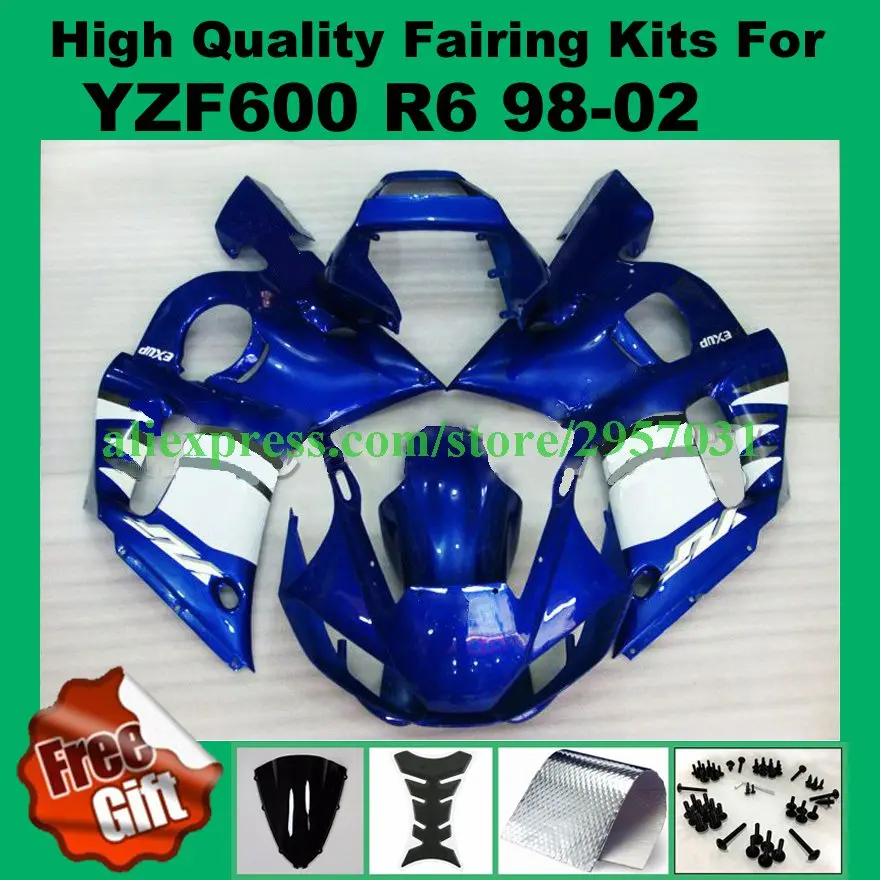 Free screws+gifts Motorcycle fairing fit for YAMAHA YZF R6 98 99 00 01 02 1998 1999 2000 2001 2002 fairings kits Blue White
Free screws+gifts Motorcycle fairing fit for YAMAHA YZF R6 98 99 00 01 02 1998 1999 2000 2001 2002 fairings kits Blue White