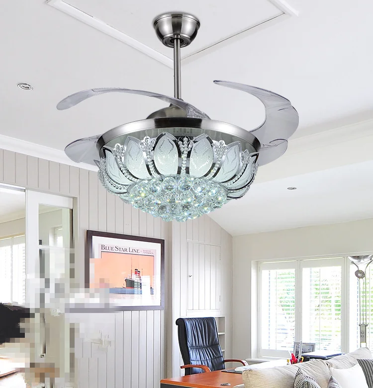 Modern Ceiling Fan Crystal Ventilador De Teto Remote Control With Lights Invisiable LED Folding Ceiling Fan Dining Room Lamp
Modern Ceiling Fan Crystal Ventilador De Teto Remote Control With Lights Invisiable LED Folding Ceiling Fan Dining Room Lamp