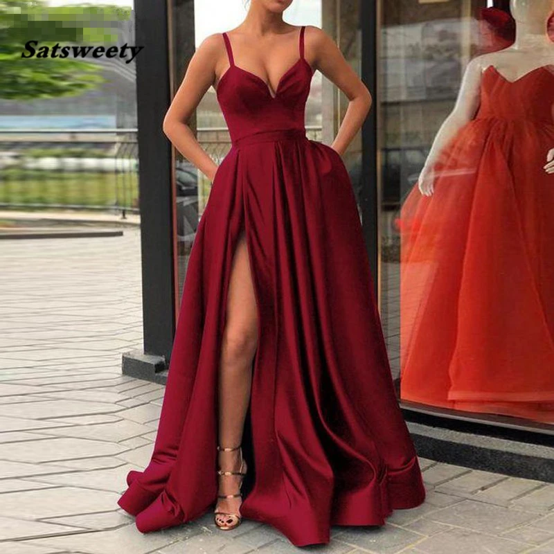 2021 Black Prom Dresses with Pockets Side Slit Strapless Satin Elegant Long Evening Party Gowns Wine Red Women Formal Dress
2021 Black Prom Dresses with Pockets Side Slit Strapless Satin Elegant Long Evening Party Gowns Wine Red Women Formal Dress
