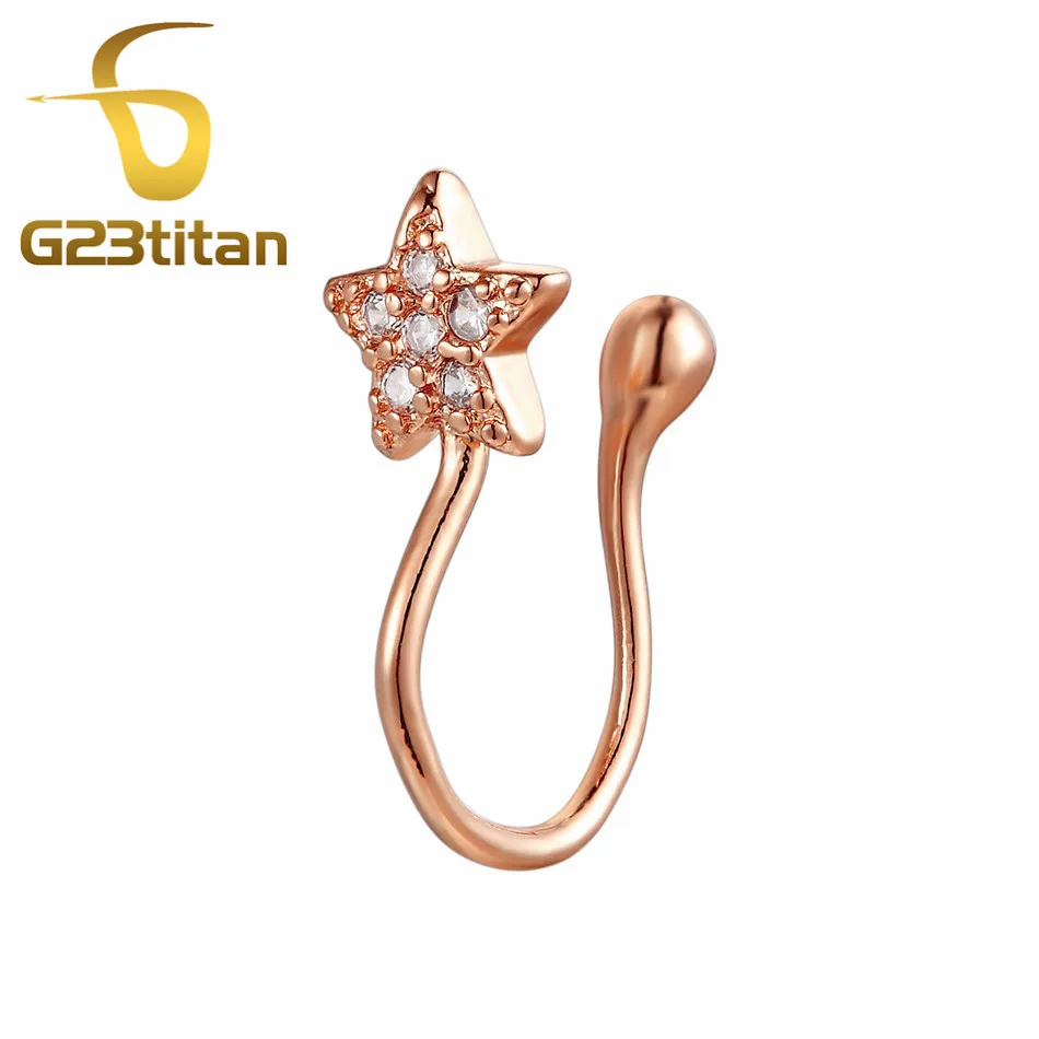 G23titan Fake Piercing Rings Rose Gold Crystal Star Ear Clip Ear Cartilage Earrings Cute Body Jewelry
G23titan Fake Piercing Rings Rose Gold Crystal Star Ear Clip Ear Cartilage Earrings Cute Body Jewelry