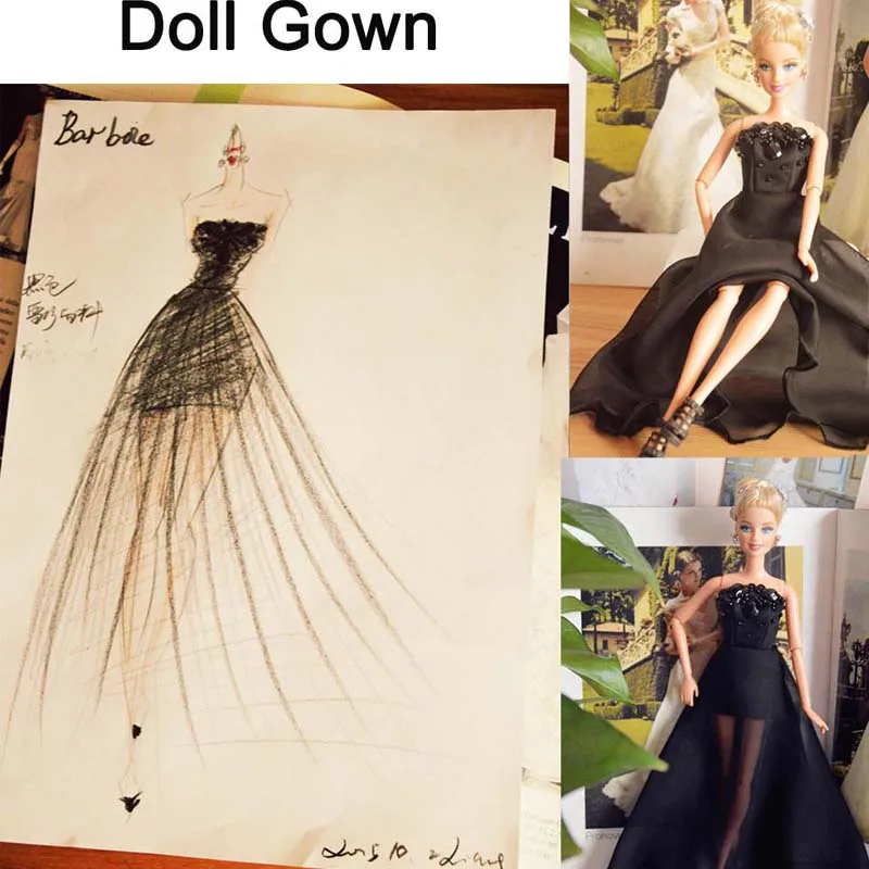 Unique Style Handmade High Quality Doll Gown Black Luxury Princess Doll Dress
Unique Style Handmade High Quality Doll Gown Black Luxury Princess Doll Dress