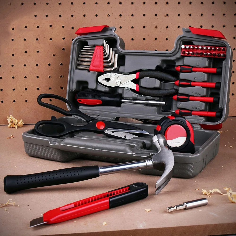 UNeefull 39-Piece DIY Household Tool Set - General Household Hand Tool Kit with Plastic Toolbox Storage Case
UNeefull 39-Piece DIY Household Tool Set - General Household Hand Tool Kit with Plastic Toolbox Storage Case