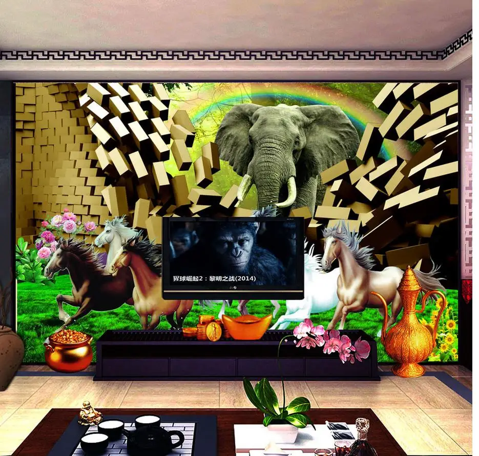 Стереоскопические 3d обои с изображением кирпича слона | Строительство и ремонт