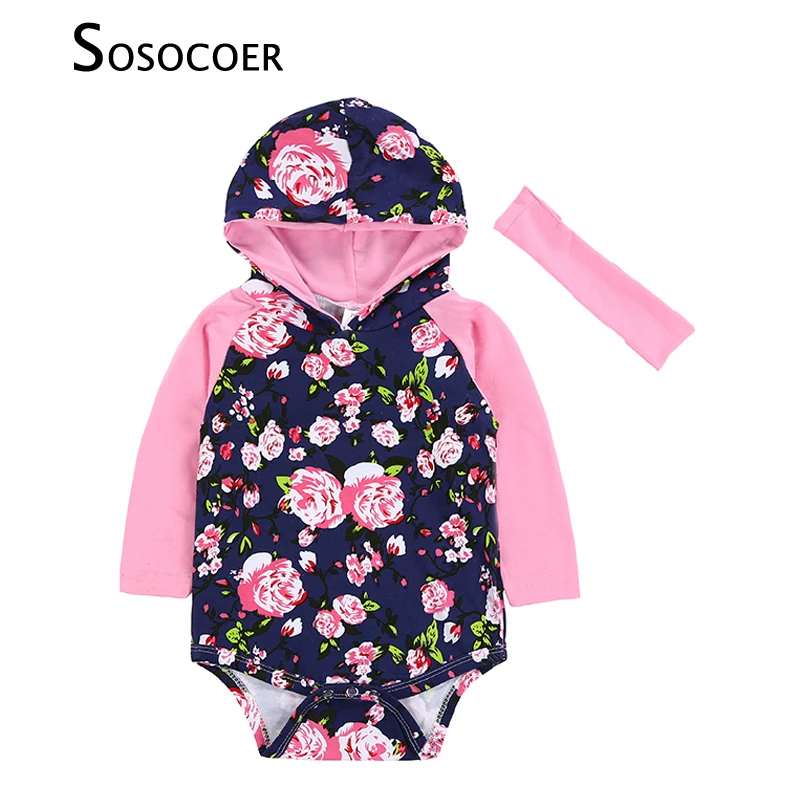 SOSOCOER Spring Baby Girl Rompers Flower Hooded Jumpsuit+Headband Newborn Girls Clothes Floral Long Sleeve Infant Romper Outfits
SOSOCOER Spring Baby Girl Rompers Flower Hooded Jumpsuit+Headband Newborn Girls Clothes Floral Long Sleeve Infant Romper Outfits