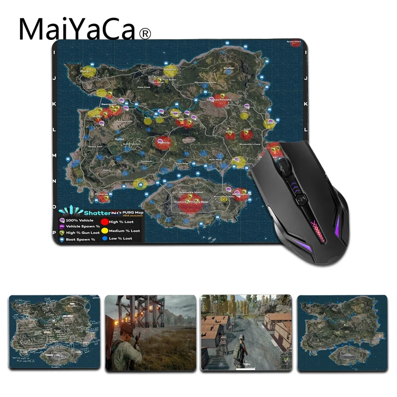 Игровой коврик для мыши MaiYaCa PUBG с картой игры удобный маленький игровой Размером