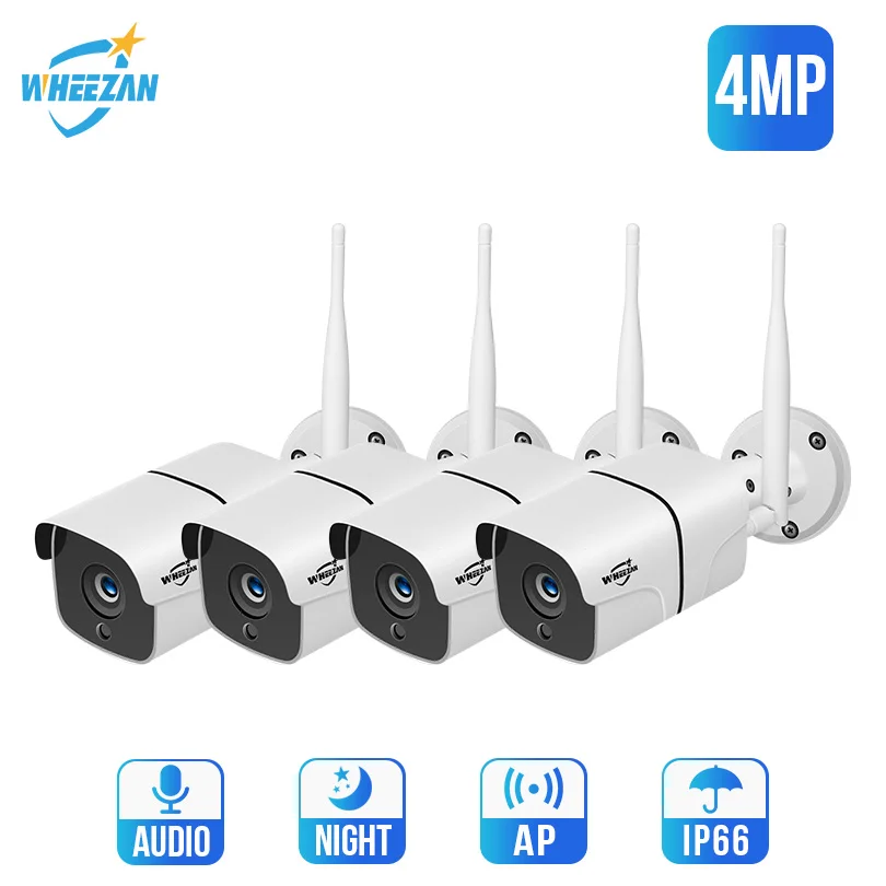 Wheezan Wifi Camera CCTV system 4MP H.265 Home security 4CH P2P wireless outdoor Two way Audio IP camera surveillance Kit
Wheezan Wifi Camera CCTV system 4MP H.265 Home security 4CH P2P wireless outdoor Two way Audio IP camera surveillance Kit
