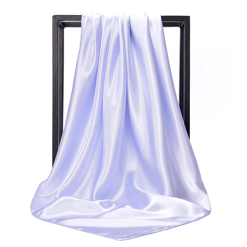 Хиджаб RUNMEIFA черный большой квадратный шелковый атласный шарф 90*90 см головной