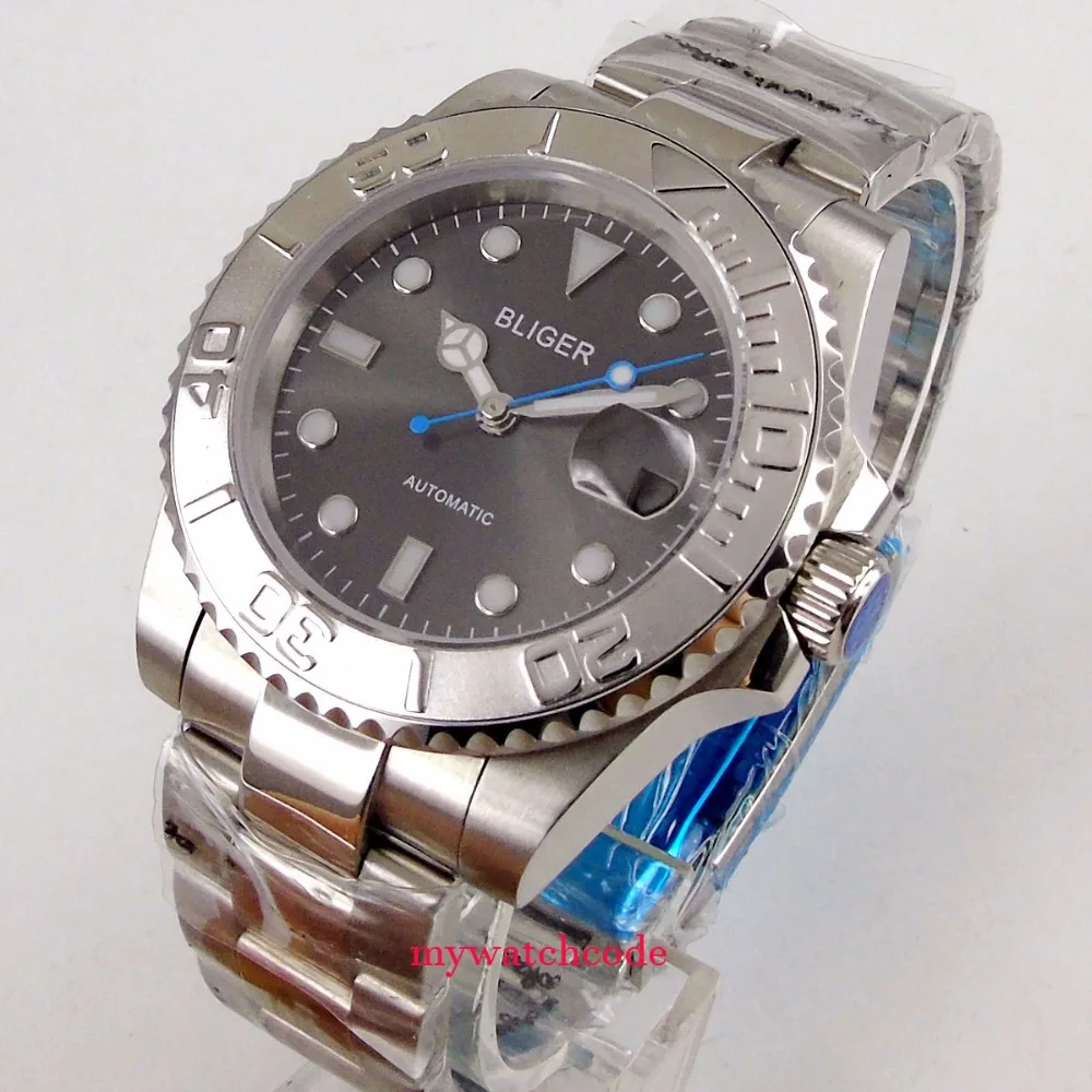40mm Bliger Gray Sterile Dial Luminous Marks Sapphire Crystal Automatic Mens Watch Unidirectional Bezel Oyster Bracelet
40mm Bliger Gray Sterile Dial Luminous Marks Sapphire Crystal Automatic Mens Watch Unidirectional Bezel Oyster Bracelet