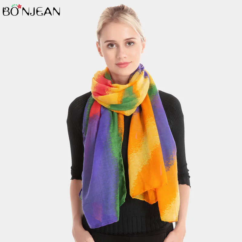 BONJEAN Rainbow Luxury Brand Scarf Fashion Bandana Women Print Shawl 2019 New Dating/Anniversary /Party Head Scarf Accessories
BONJEAN Rainbow Luxury Brand Scarf Fashion Bandana Women Print Shawl 2019 New Dating/Anniversary /Party Head Scarf Accessories