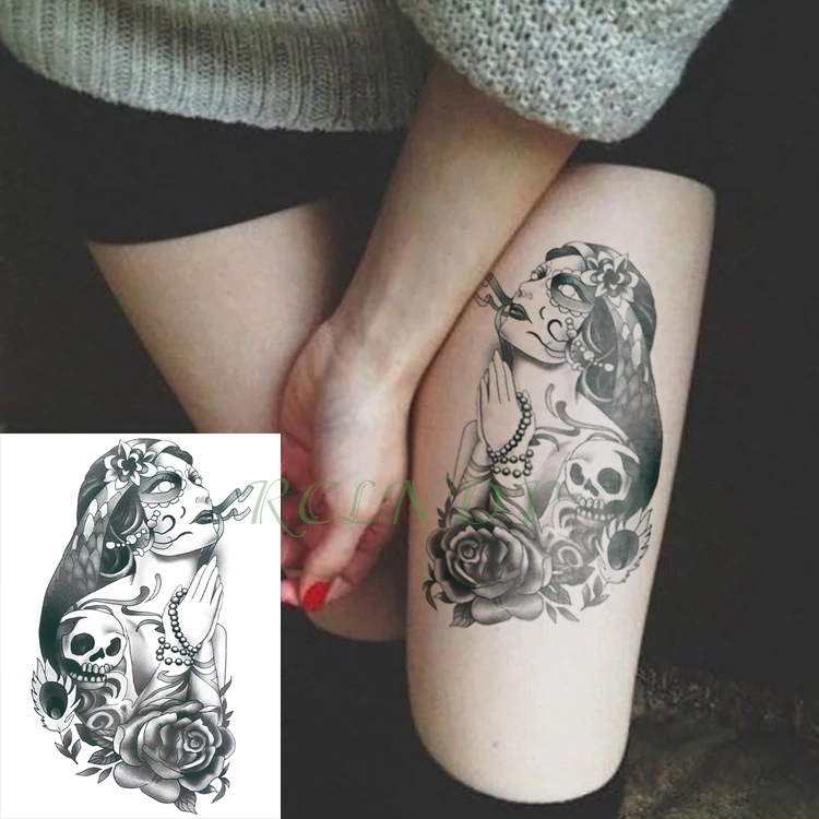 Waterproof Temporary Tattoo Sticker Skull Rose Woman Fake Tatto Magic Flash Tatoo Leg Arm Hand for Women Men Big size 21*15cm
Waterproof Temporary Tattoo Sticker Skull Rose Woman Fake Tatto Magic Flash Tatoo Leg Arm Hand for Women Men Big size 21*15cm