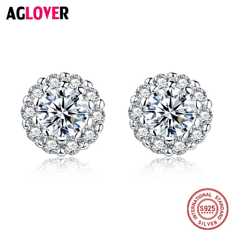 925 Sterling Silver Earrings Minimalist Round Design Stud Earring 2018 Valentine's Day New Fashion Women Crystal Zircon Jewelry
925 Sterling Silver Earrings Minimalist Round Design Stud Earring 2018 Valentine's Day New Fashion Women Crystal Zircon Jewelry