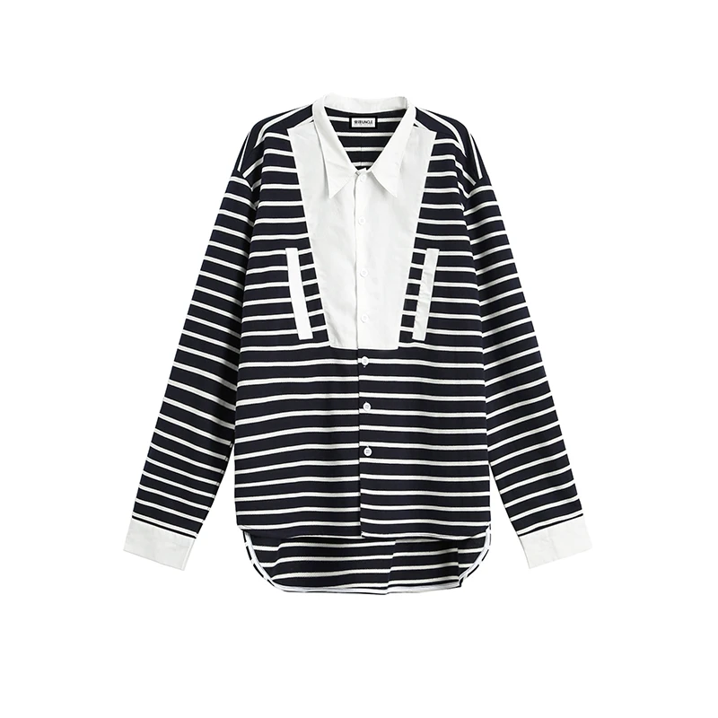 Men before short after long personality loose Hong Kong style male striped long sleeve shirt t shirt Korean fashion handsome
Men before short after long personality loose Hong Kong style male striped long sleeve shirt t shirt Korean fashion handsome