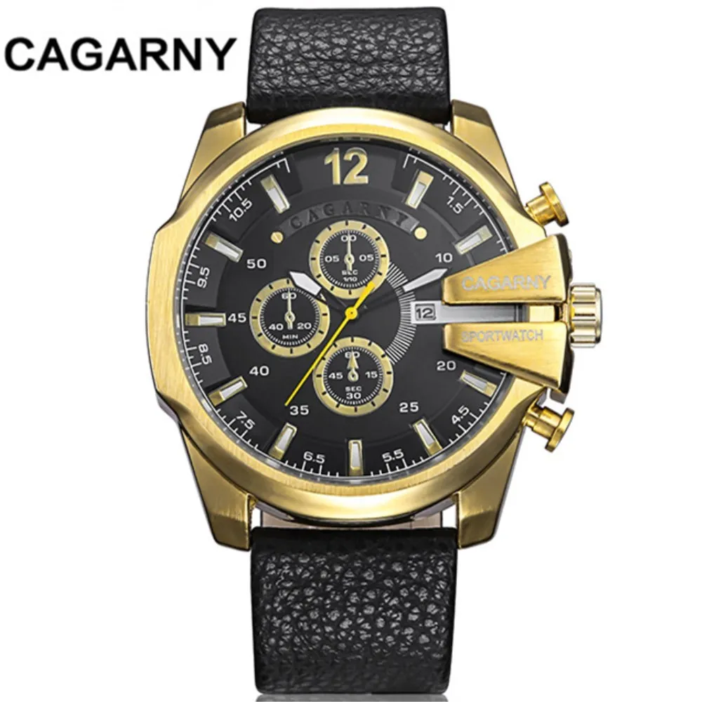 

Cagarny Mens Quartz Watches Luxury Brand Leather Watchband Watch Military Wristwatch Date Clock Fashion Man Relogio Masculino