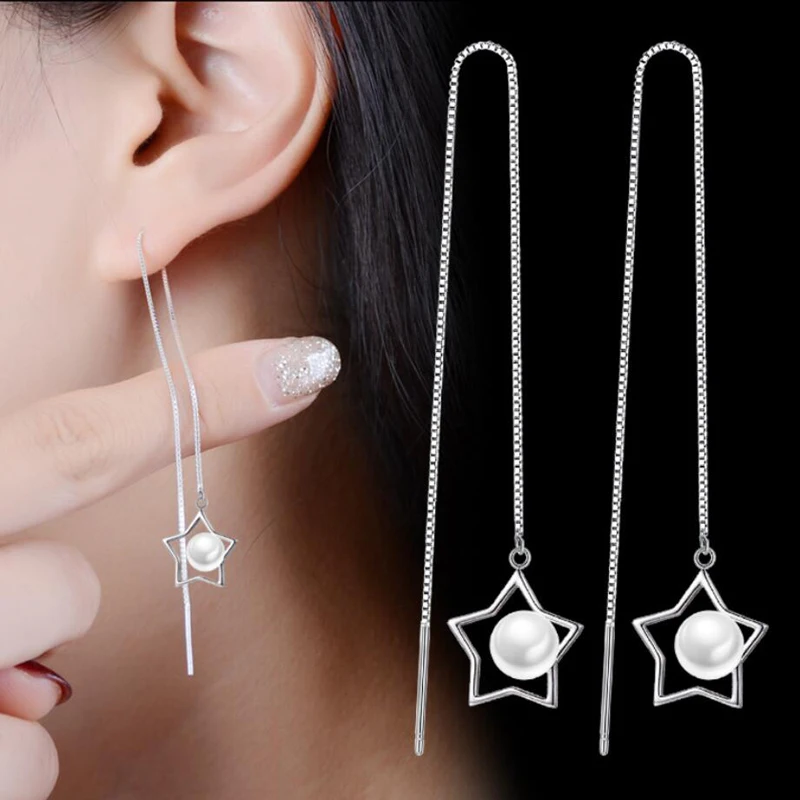 KOFSAC Trendy 925 Sterling Silver Earrings For Women Jewelry Charm Hollow Star Pearl Earring Ear Line Lady Valentine's Day Gifts
KOFSAC Trendy 925 Sterling Silver Earrings For Women Jewelry Charm Hollow Star Pearl Earring Ear Line Lady Valentine's Day Gifts