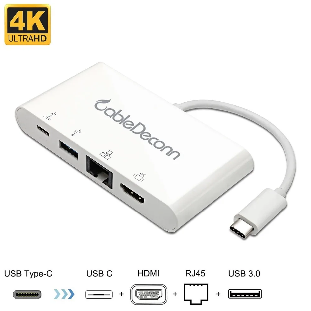 Thunderbolt 3 концентратор usb c к hdmi ethernet rj45 usb3.0 type зарядный кабель многопортовый