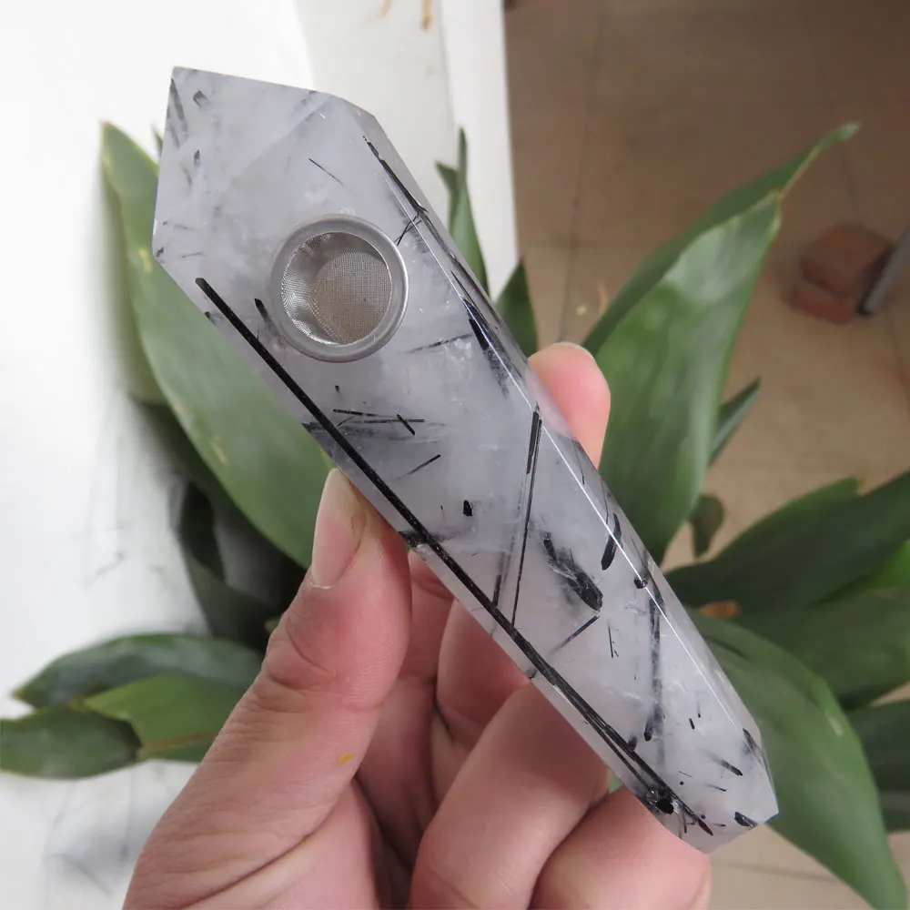 113g High Quality 100% Natural Black Tourmaline Point Wand Crystal Smoking Pipe Cigarette Holder Tobacco Pipe Reiki Healing
113g High Quality 100% Natural Black Tourmaline Point Wand Crystal Smoking Pipe Cigarette Holder Tobacco Pipe Reiki Healing