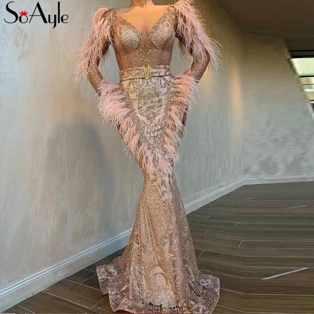 SoAyle Prom Dresses 2019 Feathers vestidos de gala Gold Powder Lace Evening Dresses Sexy Mermaid Long Dress Pink Prom Dress
SoAyle Prom Dresses 2019 Feathers vestidos de gala Gold Powder Lace Evening Dresses Sexy Mermaid Long Dress Pink Prom Dress