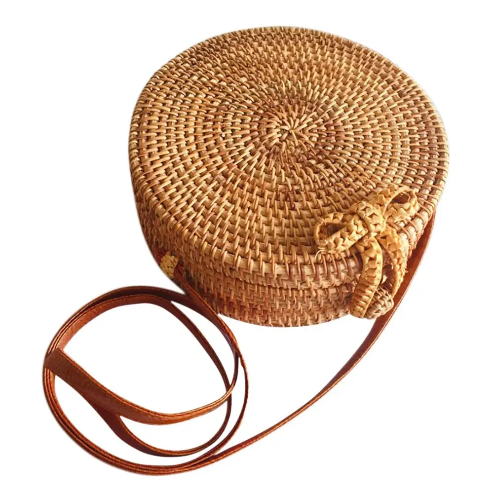 Bohemia Style Handmade Vintage Fashionable Rattan Straw Woven Bag Natural Round Bow Beach Bag Home Storage Bag For Women
Bohemia Style Handmade Vintage Fashionable Rattan Straw Woven Bag Natural Round Bow Beach Bag Home Storage Bag For Women