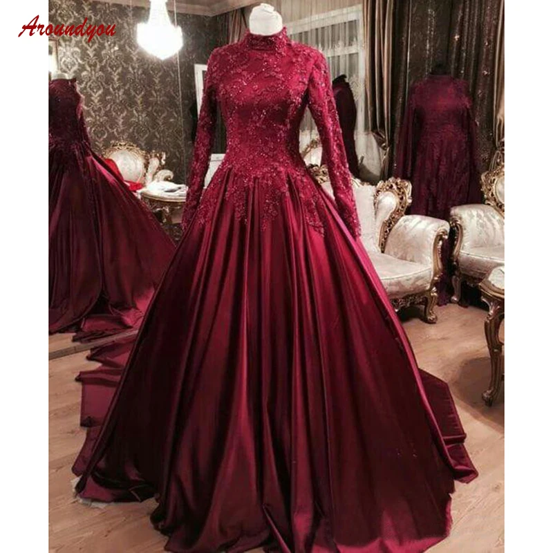 Burgundy Long Sleeve Lace Evening Dresses Party Arabic Dubai Plus Size Satin Women Ladies Muslim Formal Dresses Evening Gown
Burgundy Long Sleeve Lace Evening Dresses Party Arabic Dubai Plus Size Satin Women Ladies Muslim Formal Dresses Evening Gown