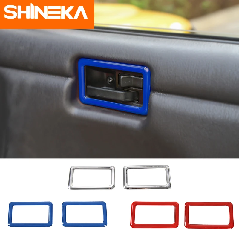 

SHINEKA 2 Pcs ABS Car Interior Door Handle Bowl Cover Trim Decoration Frame Stickers For Jeep Wrangler TJ 1997-2006 Accessories