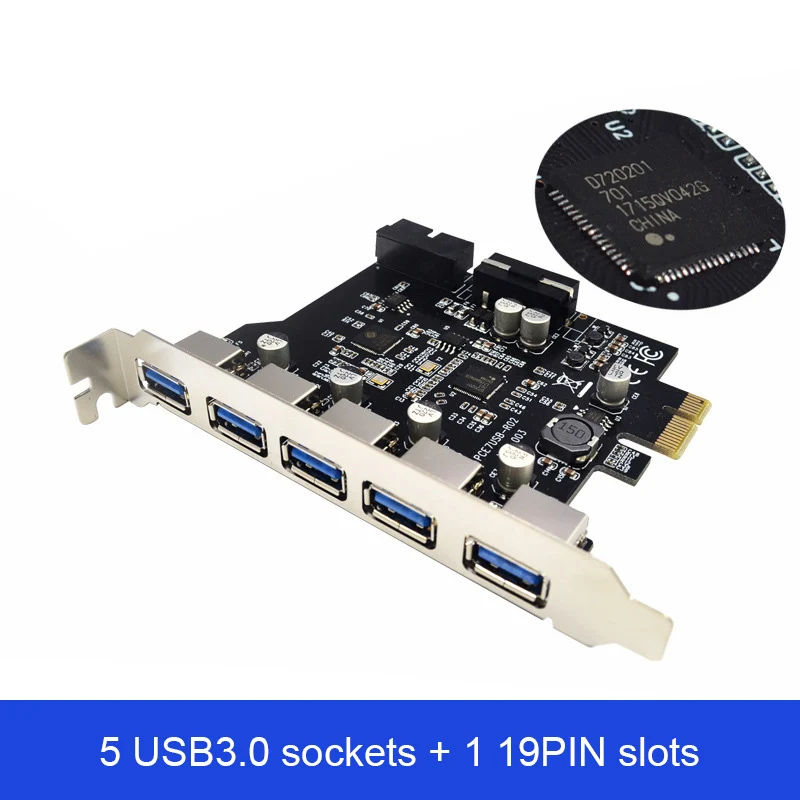 USB3.0 Expansion Card 5 Ports + 19PIN Slot Computer Accsessories for WinXP Vista QJY99
USB3.0 Expansion Card 5 Ports + 19PIN Slot Computer Accsessories for WinXP Vista QJY99