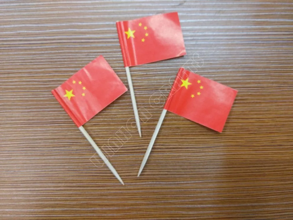 Китайские флаги для зубочисток 300 шт. бумажные пики еды пирожные зубочипсы кексов