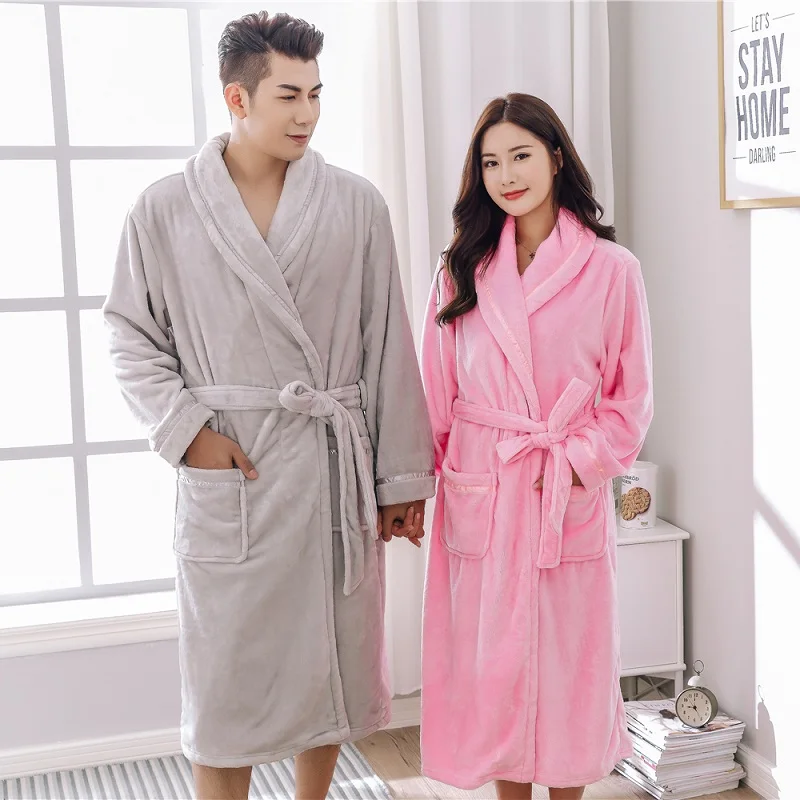 winter thicken Flannel Robes men women bathrobe pure color grey Robe pink mid-calf couples nightgown V-Neck homewear
winter thicken Flannel Robes men women bathrobe pure color grey Robe pink mid-calf couples nightgown V-Neck homewear