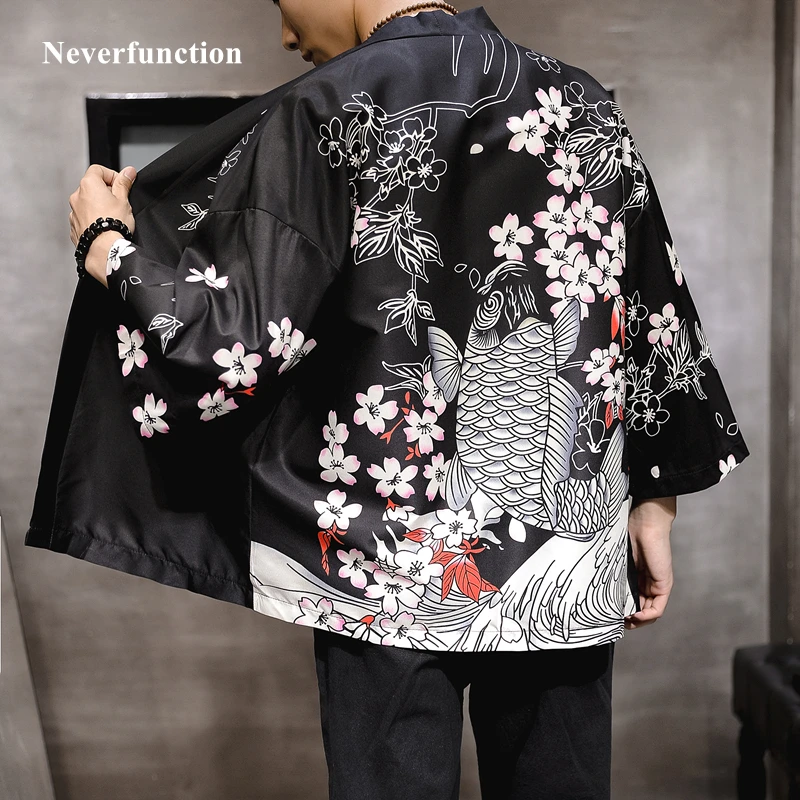2019 New Men Japanese Style Koi Printed Kimono Jackets Streetwear sunscreen beach Thin and breathable Cardigan Coats 4XL 5XL
2019 New Men Japanese Style Koi Printed Kimono Jackets Streetwear sunscreen beach Thin and breathable Cardigan Coats 4XL 5XL