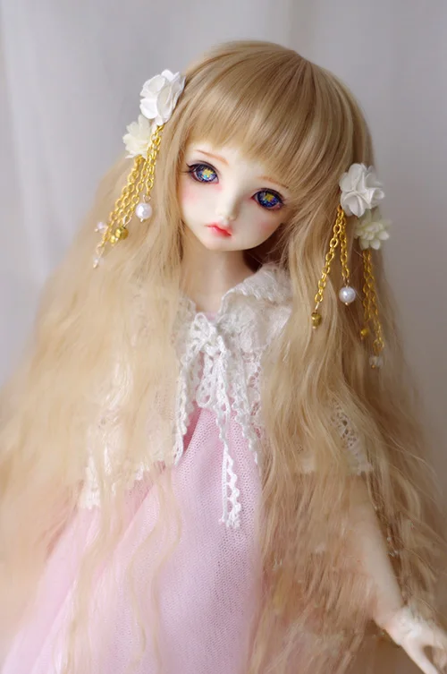 BJD куклы парики keiskei золотые длинные вьющиеся для 1/3 1/4 1/6 1/8 DD SD MSD YOSD высокой