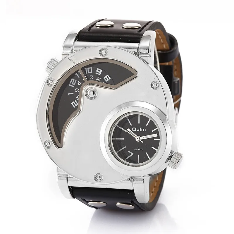OULM 9591 Mens Big Silver Face Watches 2 Time Zone Vintage Leather Military Brand Watch Montre Homme de Marque Lux Militaire
OULM 9591 Mens Big Silver Face Watches 2 Time Zone Vintage Leather Military Brand Watch Montre Homme de Marque Lux Militaire