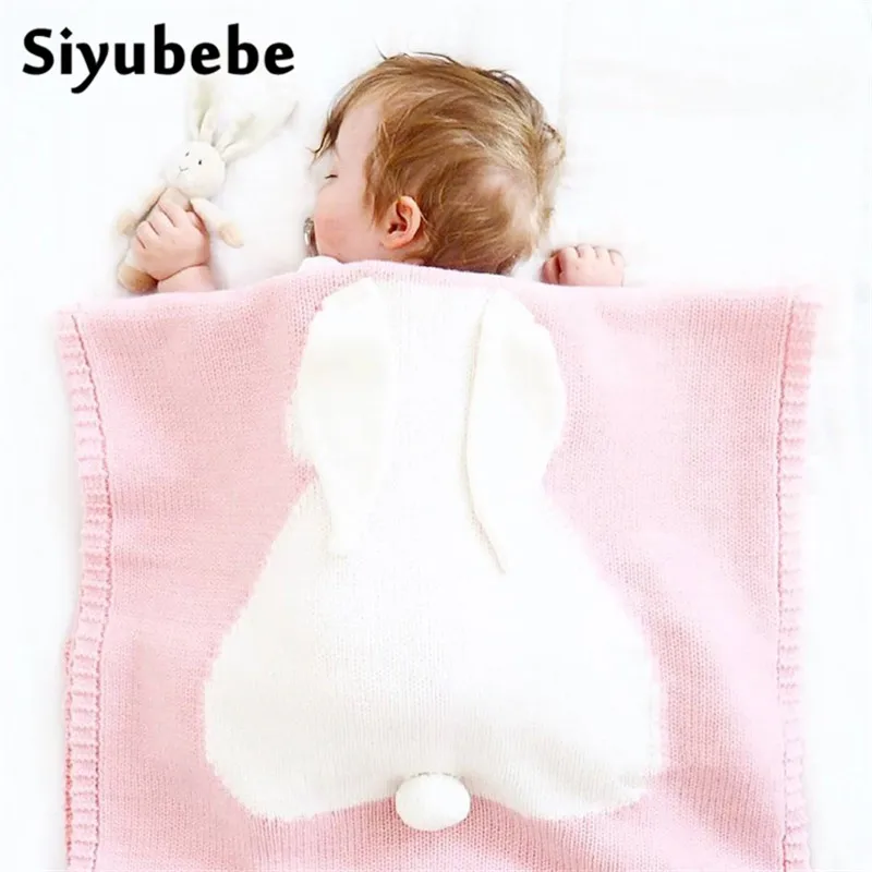 

Baby Knitted Swaddle Blanket Infant Kids Rabbit Cobertores Mantas BedSpread Bath Towels Gift Newborn Baby Bedding Props Blankets