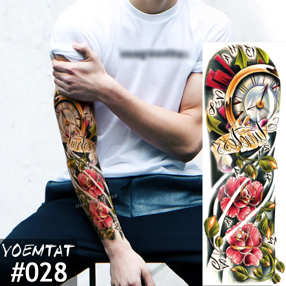 New 1 Piece Temporary Tattoo Sticker Color Clock roses Full Flower Tattoo with Arm Body Art Big Large Fake Tattoo Sticker
New 1 Piece Temporary Tattoo Sticker Color Clock roses Full Flower Tattoo with Arm Body Art Big Large Fake Tattoo Sticker