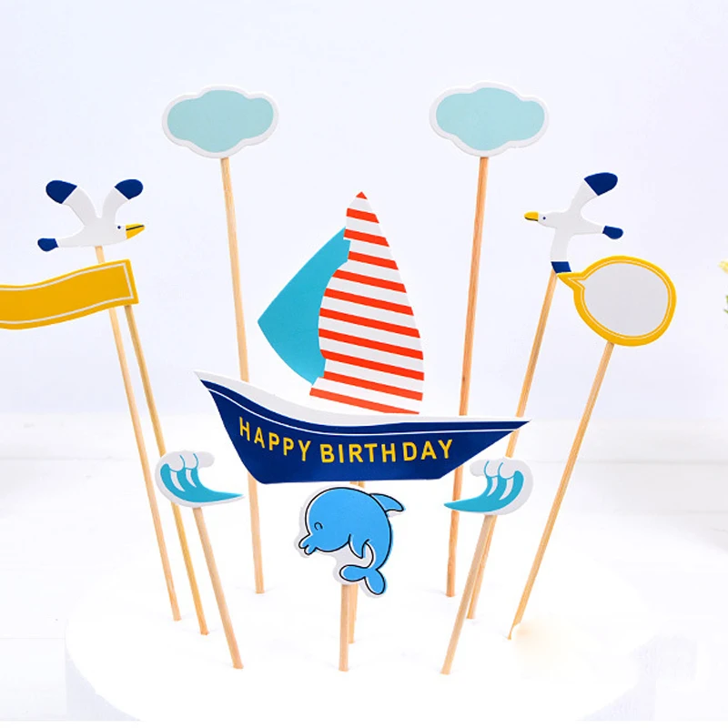 Baby Shower Party Decoration Sailboat Theme Kids Boys Favors Cupcake Toppers Happy Birthday Cake Toppers With Sticks 10pcs/lot
Baby Shower Party Decoration Sailboat Theme Kids Boys Favors Cupcake Toppers Happy Birthday Cake Toppers With Sticks 10pcs/lot
