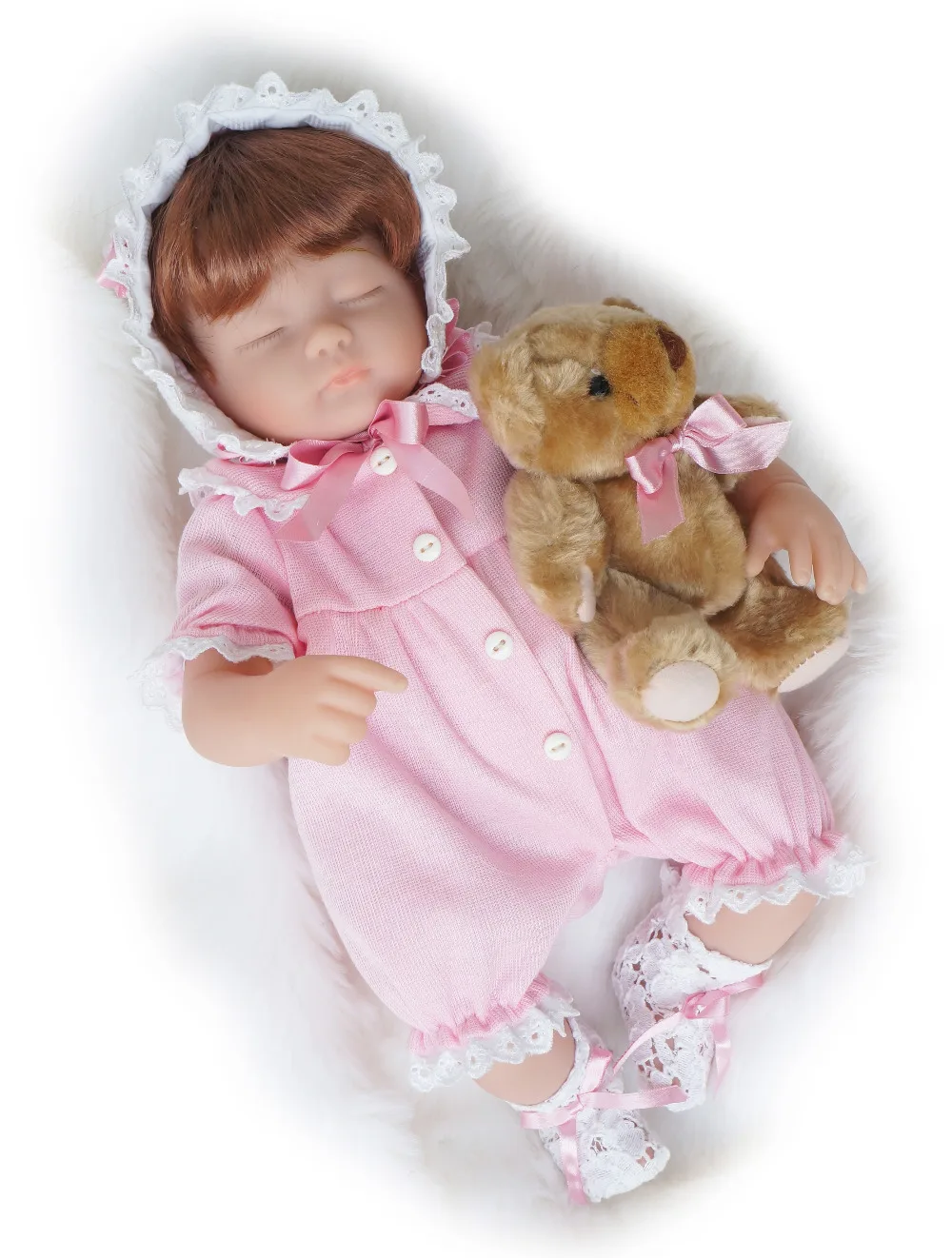 Cosette 40CM Sleeping Baby Girl Dolls Vinyl in Pink Dress Lovely in Her Cushion Pillow for Children
Cosette 40CM Sleeping Baby Girl Dolls Vinyl in Pink Dress Lovely in Her Cushion Pillow for Children
