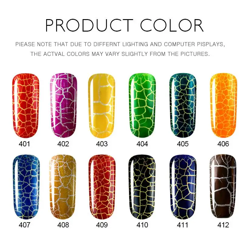 7ML Crackle Crack UV/LED 12 Fashion Colors Cracking Shatter Gel Nail Polish UV Nails Lacquer Varnish | Красота и здоровье