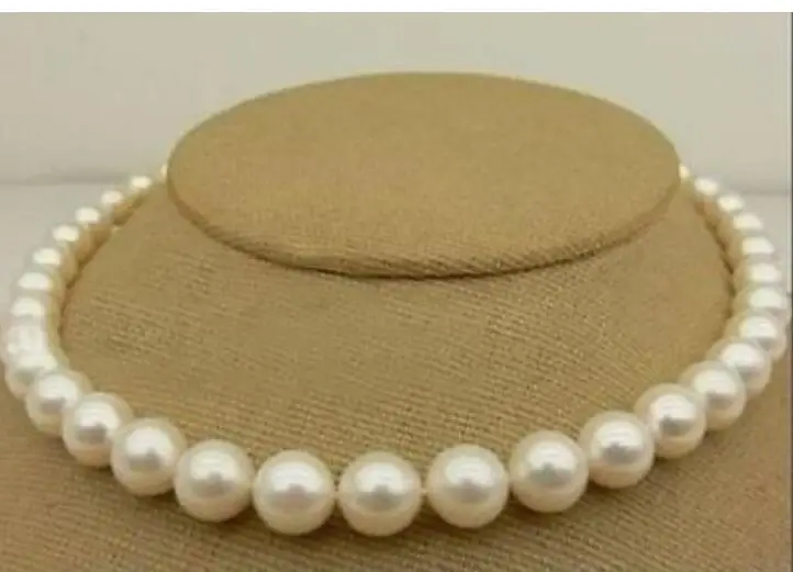 

HOT AAA 10-11MM WHITE PEARL NECKLACE 18inch YELLOW CLASP 36"