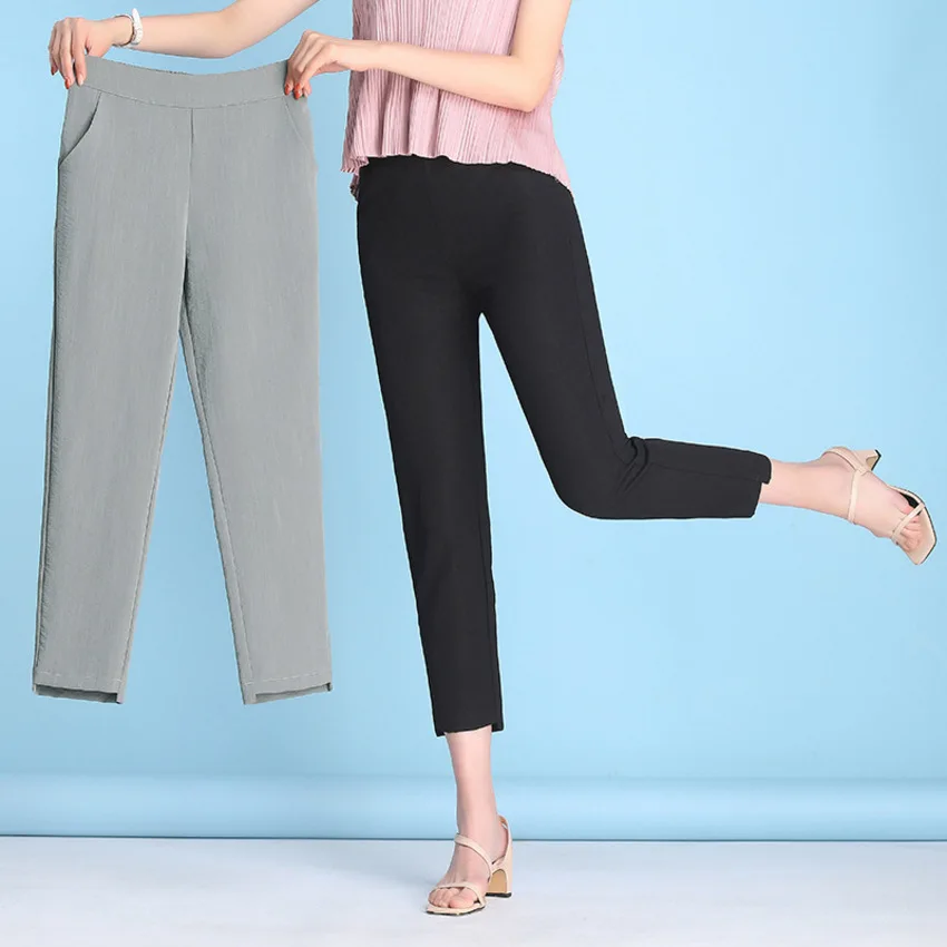 Повседневные тонкие брюки-султанки для женщин брюки с высокой талией весна-лето