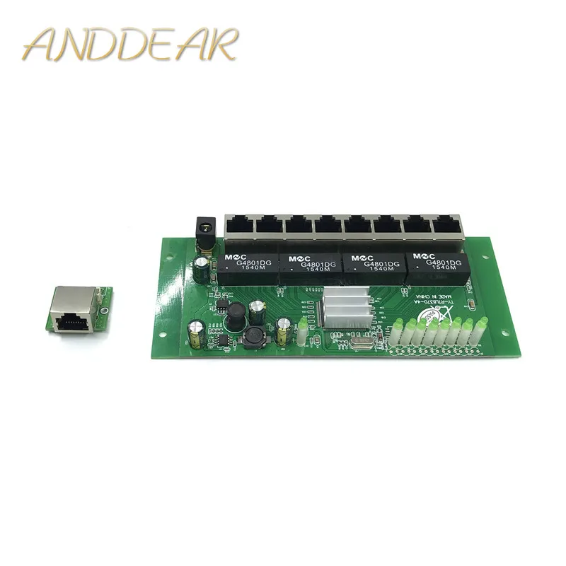 OEM PBC 8 Port Gigabit Ethernet Switch 8 Port met 8 pin way header 10/100/1000 m hub 8way power pin Pcb board OEM schroef gat
OEM PBC 8 Port Gigabit Ethernet Switch 8 Port met 8 pin way header 10/100/1000 m hub 8way power pin Pcb board OEM schroef gat