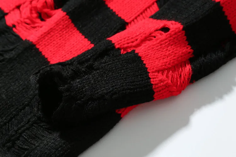 #5204 Autumn Black Red Stripe Holes Knitted High Street Oversize Sweater Pullover Men Hip Hop Sweaters Loose Streetwear Tide
#5204 Autumn Black Red Stripe Holes Knitted High Street Oversize Sweater Pullover Men Hip Hop Sweaters Loose Streetwear Tide