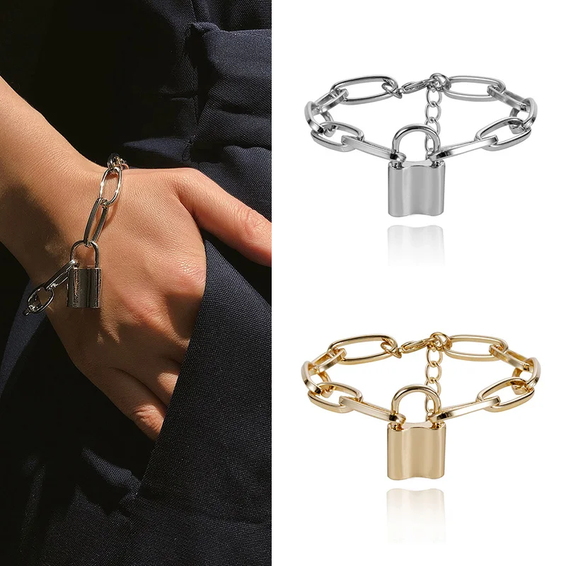 Hot New Punk Lover's Lock Chain Bracelet Women Charm Cuff Bangle Wristband Silver Gold Color Women Jewelry Gift
Hot New Punk Lover's Lock Chain Bracelet Women Charm Cuff Bangle Wristband Silver Gold Color Women Jewelry Gift