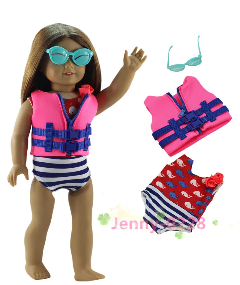 3 в 1 комплект кукольная одежда купальный костюм + спасательные куртки одна пара