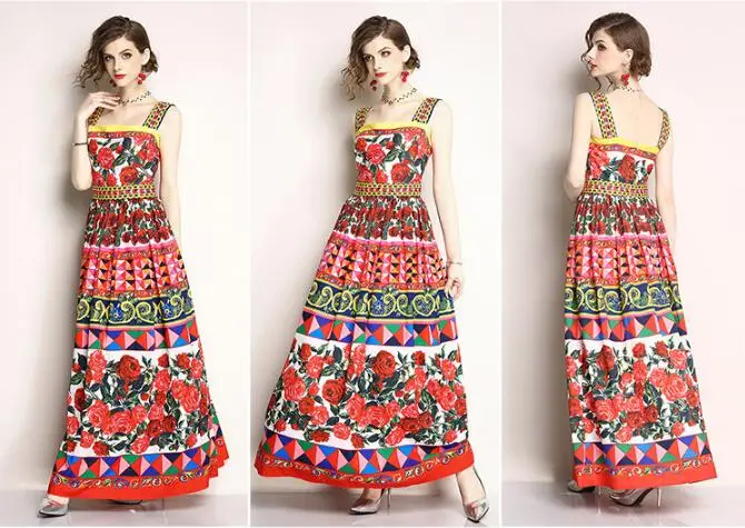 Women's Elegant Rose Printed Ballgown Dress High Waist Single Breasted Ladies Party Vestidos Princess Dress
Women's Elegant Rose Printed Ballgown Dress High Waist Single Breasted Ladies Party Vestidos Princess Dress