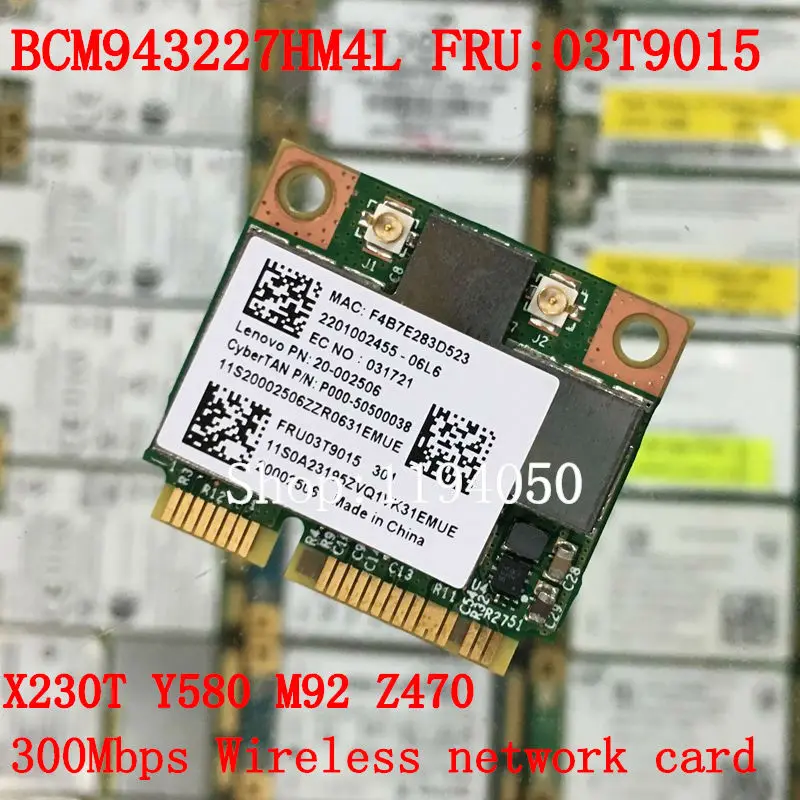 Беспроводная карта Broadcom BCM943227 BCM943227HM4L 802.11b/n 300 Мбит/с Wi-Fi мини-карта PCI-E Wlan Lenovo IBM Z370