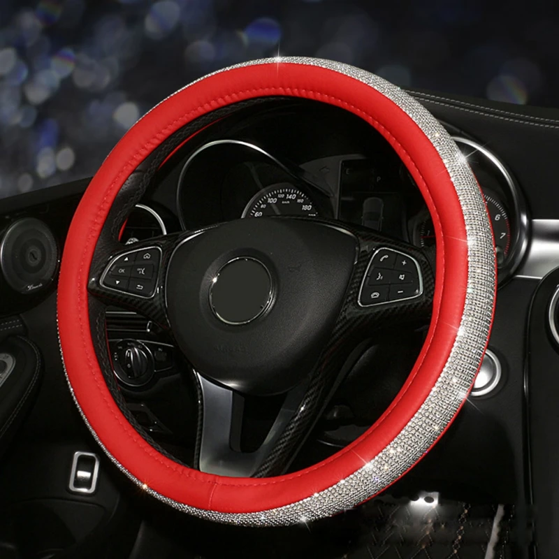 Bling PU Leather Crystal Rhinestone Steering Covers Anti-slip Steering-Wheel Cases Luxury Auto Interior Accessories
Bling PU Leather Crystal Rhinestone Steering Covers Anti-slip Steering-Wheel Cases Luxury Auto Interior Accessories