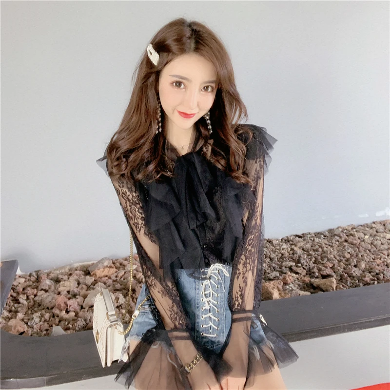 autumn style Women's Clothing blouse women lace mesh bow shirts blusas mujer de moda 2021 Slim fit perspective ruffles tops new
autumn style Women's Clothing blouse women lace mesh bow shirts blusas mujer de moda 2021 Slim fit perspective ruffles tops new