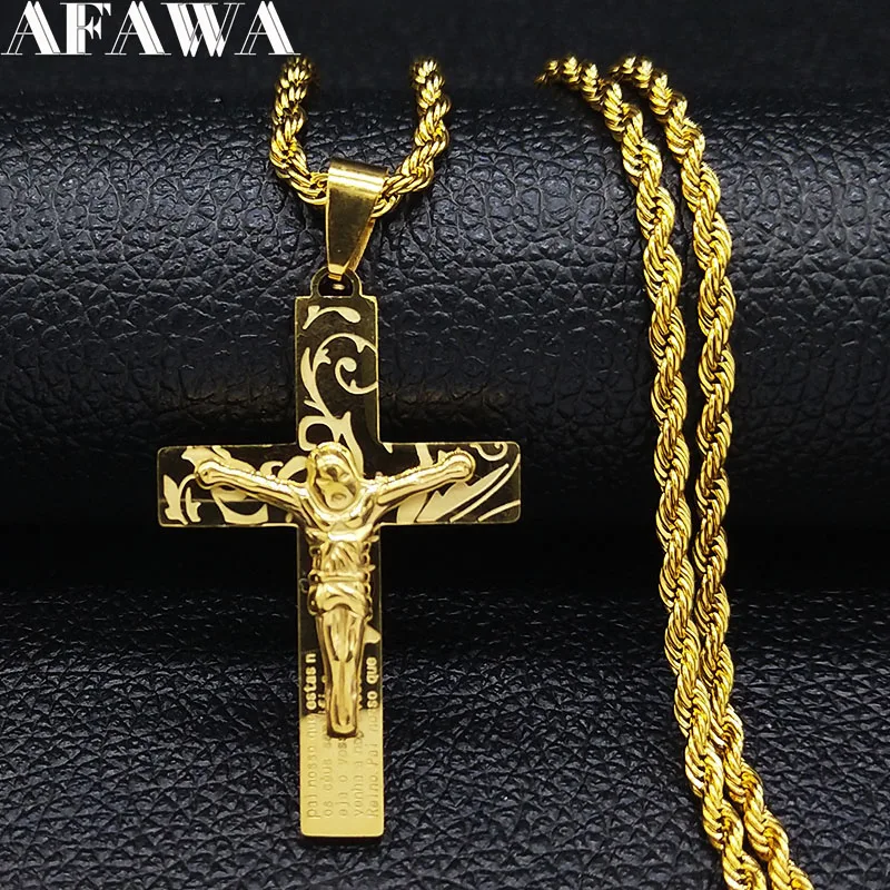 Cross Jesus Stainless Steel Long Necklace for Women/Men Gold Color Religious Holy Lord Necklace Jewelry Collier Homme N1169S02
Cross Jesus Stainless Steel Long Necklace for Women/Men Gold Color Religious Holy Lord Necklace Jewelry Collier Homme N1169S02